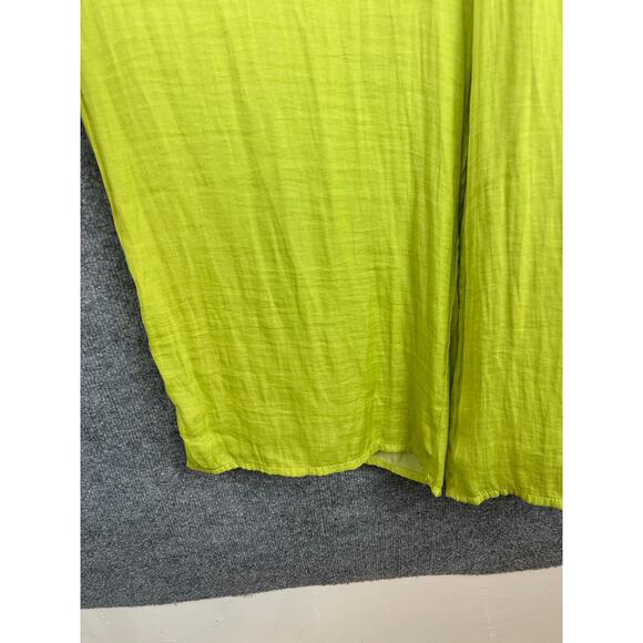 JOIE Lime Green Wide Leg Pleated Satin Pants Women's SP - Picture 4 of 12